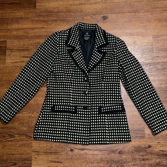 Jason Evans Jackets & Blazers - Vintage Black Jason Evans Green Polka Dot Long Sleeve Blazer Suit Jacket Size 8